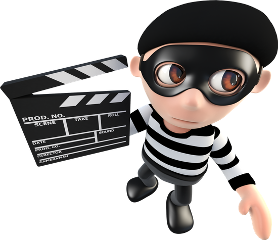 3d Funny Cartoon Burglar Thief Character Holding A - Trophy Thief (550x475)