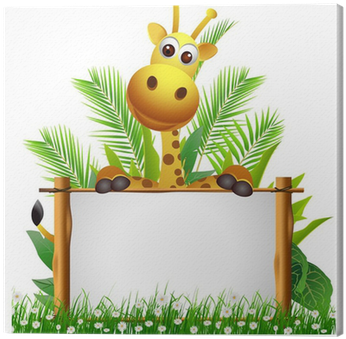 Funny Giraffe Cartoon With Board Canvas Print • Pixers® - Homeschooler's Daily Assignment Planner (400x400)