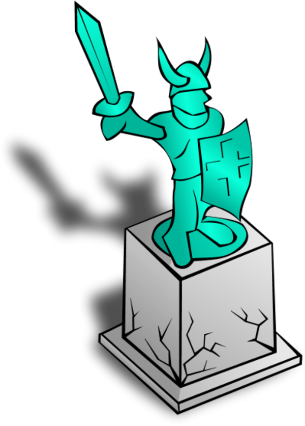 Knight Statue Holding Sword And Shield Vector Clip - Statue Clip Art (600x836)