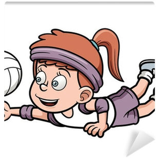 Vector Illustration Of Young Volleyball Player Wall - Imagenes De Voleibol Caricatura (400x400)