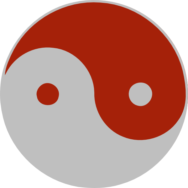Red Yin Yang Clipart (600x599)