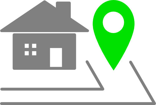 Green House Icon With Grass Lawn, Garden Tree And Plant, - Driveway Icon (500x337)