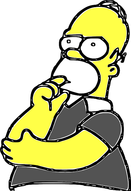 Thinking Homer Simpsons, Cartoon, Comic, Tv Show, Thinking - Png Cartoon Thinking (440x640)