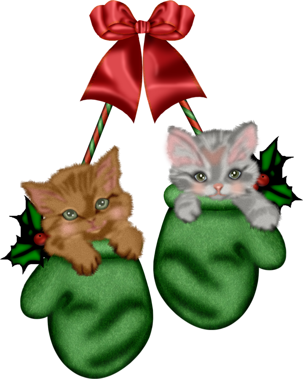 Christmas Kitty Mittens Clip Art - Cat In Christmas Stocking Clip Art (1023x1280)