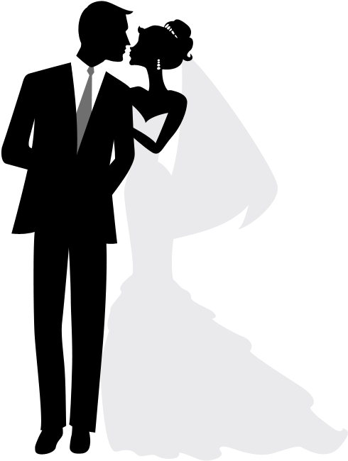 Wedding Invitation Bridegroom Clip Art - Bride And Groom Silhouette Png (700x700)