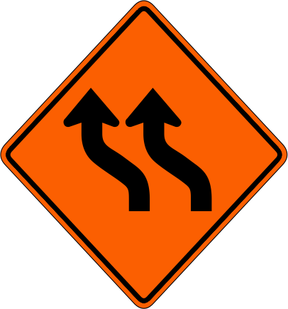 W1-4b Reverse Curve 2 Lanes - Symbol (406x436)
