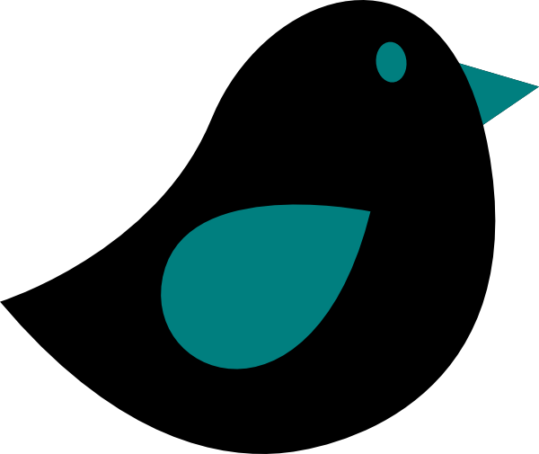 Dark Teal & Black Birdie Clip Art At Clker - Clip Art (600x505)