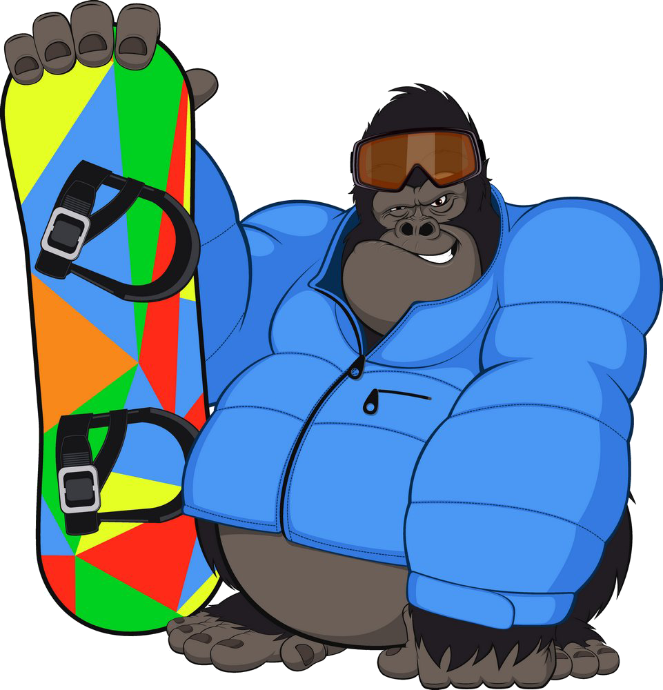 Gorilla Snowboarding Monkey Skiing - Gorilla Snowboarding Monkey Skiing (961x1000)
