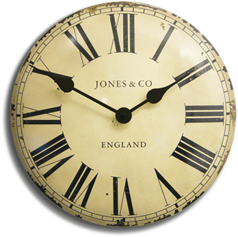Large Convex Tin Wall Clock - Jones Convex Wall Clock - Cream And Brown. (440x440)