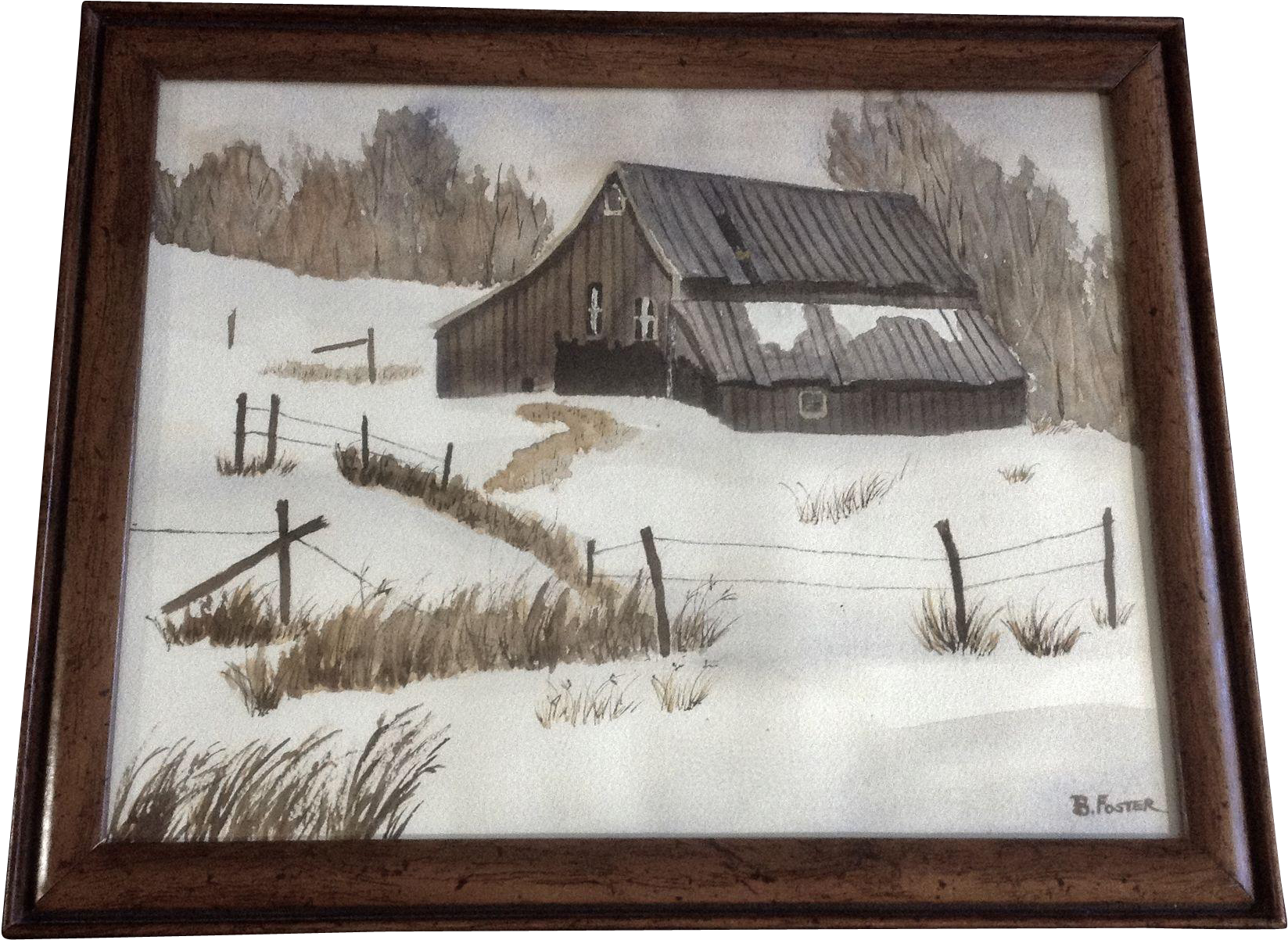 A Old Barn Sits Desolate On A Snowy Day - Watercolor Painting (1646x1646)