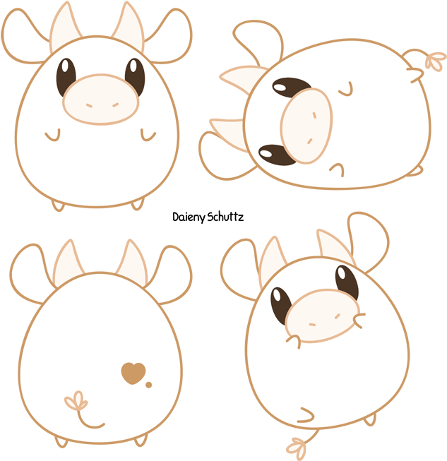 Cute Chibi Cow Drawing - Drawing (672x678)