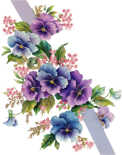 Flowers - Vintage - Happy Mothers Day Pansies (394x500)