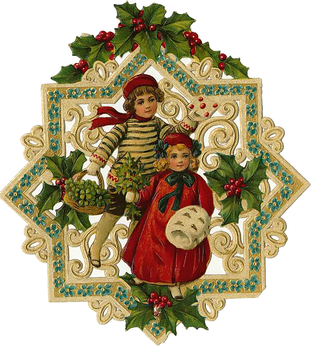 Vintage Victorian Christmas Die Cut Clip Art Day Eight - Victorian Merry Christmas (1050x1179)