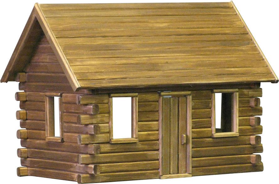 Crockett's Log Cabin Dollhouse Kit By Real Good Toys - Transparent Log House (1024x1024)
