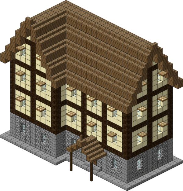 2 Kbyte, V - Minecraft Large Village House Blueprints (600x625)
