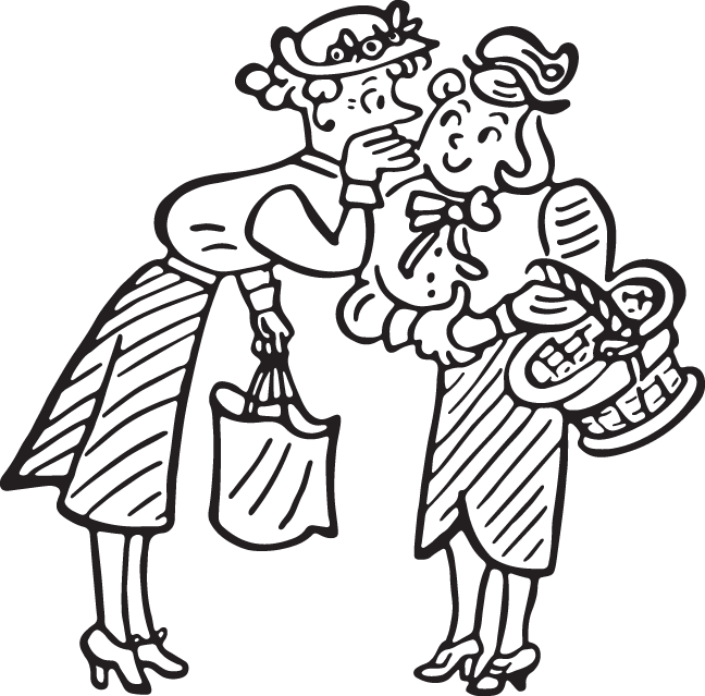 Woman Telling Secret - Cartoon (648x639)