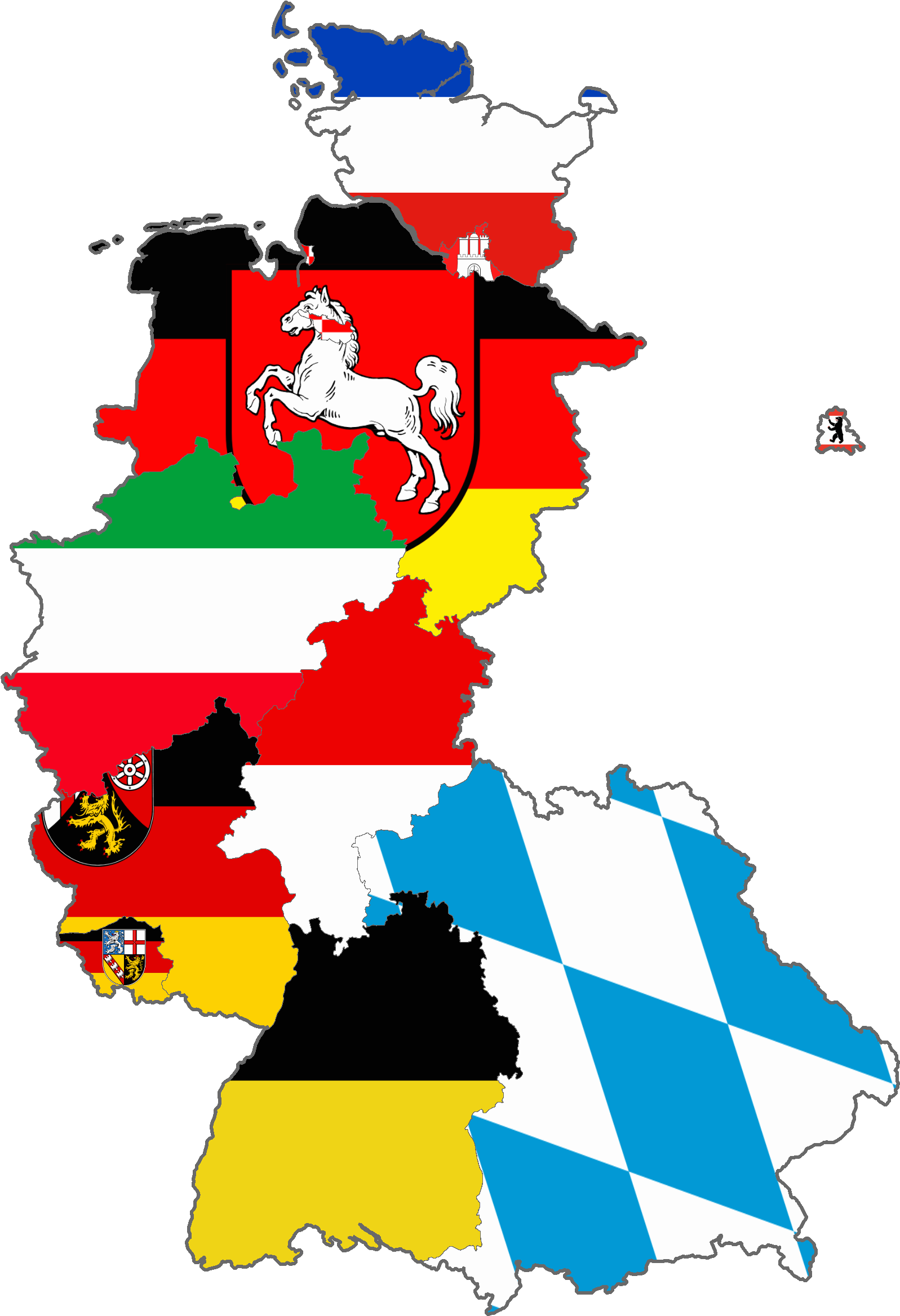 Flag Map Of West Germany - West Germany Flag Map (2000x2368)