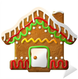 Gingerbread House Decorated Colored Icing Sticker • - Gingerbread House (400x400)