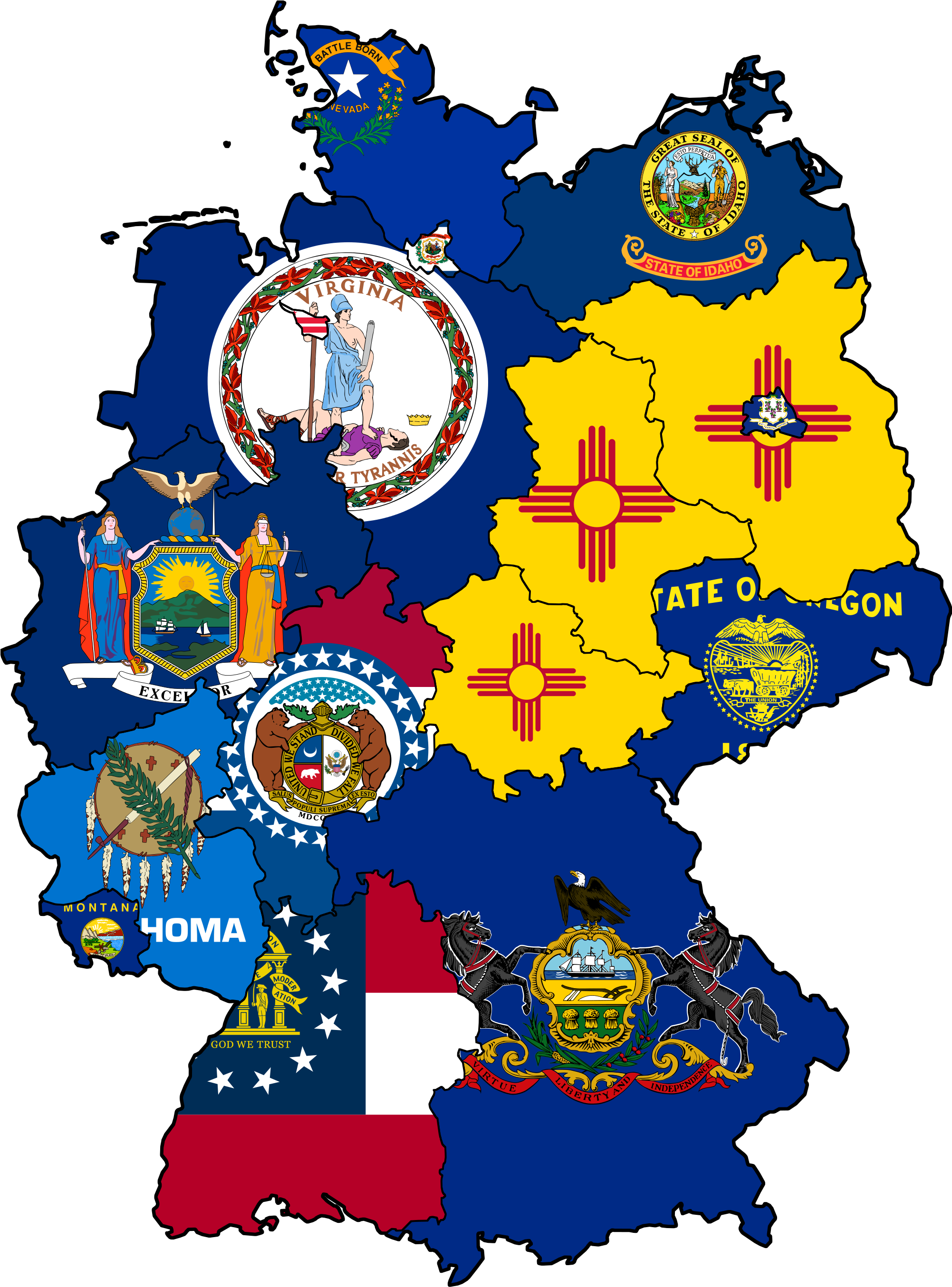 Us States With Similar Population To German States - Pennsylvania Flag Postcards (package Of 8) (2100x2800)