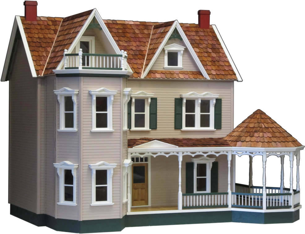 Glenwood Ebay Dollhouse With Brown Roof And Gazebo - Dollhouse (1024x796)