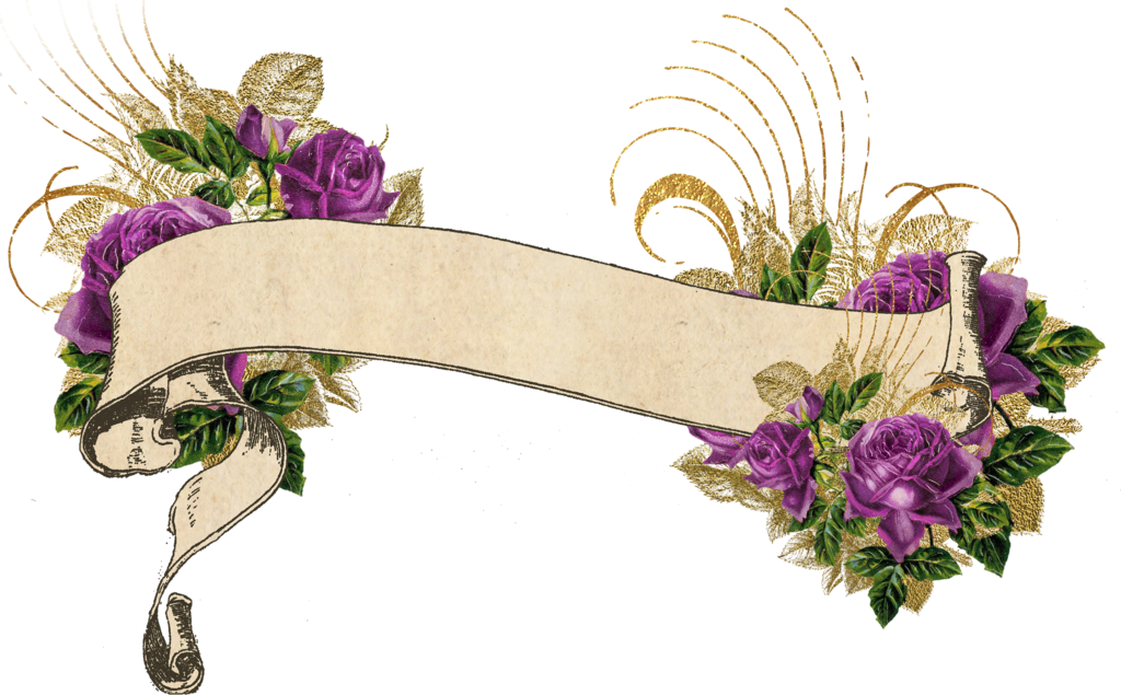 Purple And Gold Vintage Floral Banner By Digitalcurio - Floral Banner Transparent (1024x635)