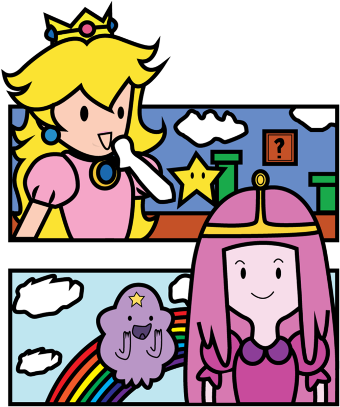 Princess Peach X Princess Bubblegum By Thebadwolf-13 - Cartoon (894x894)