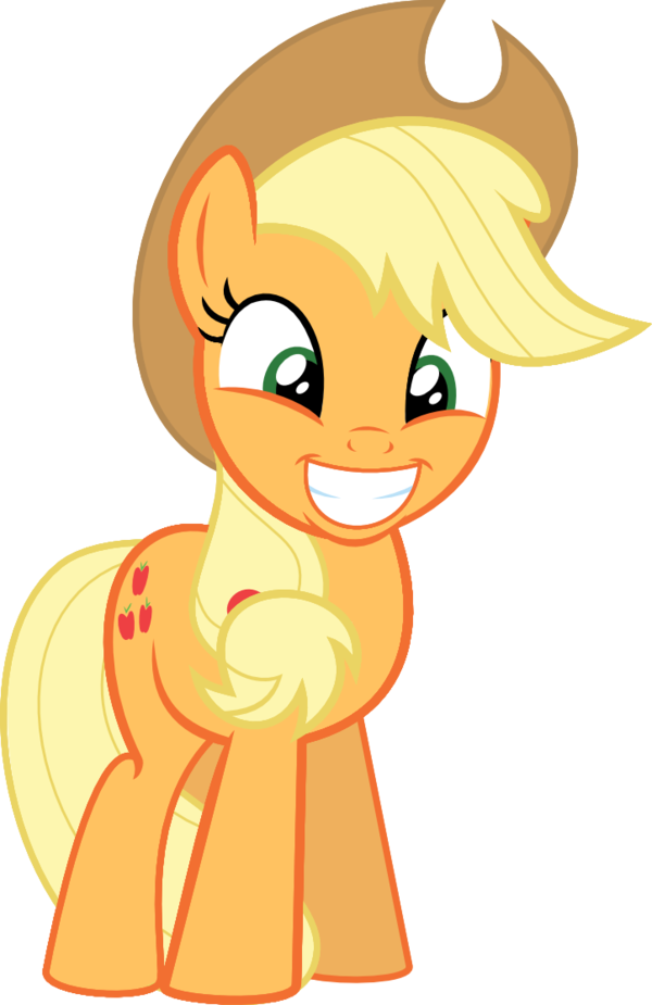 Apple Jack Clipart - My Little Pony Applejack Happy (600x925)