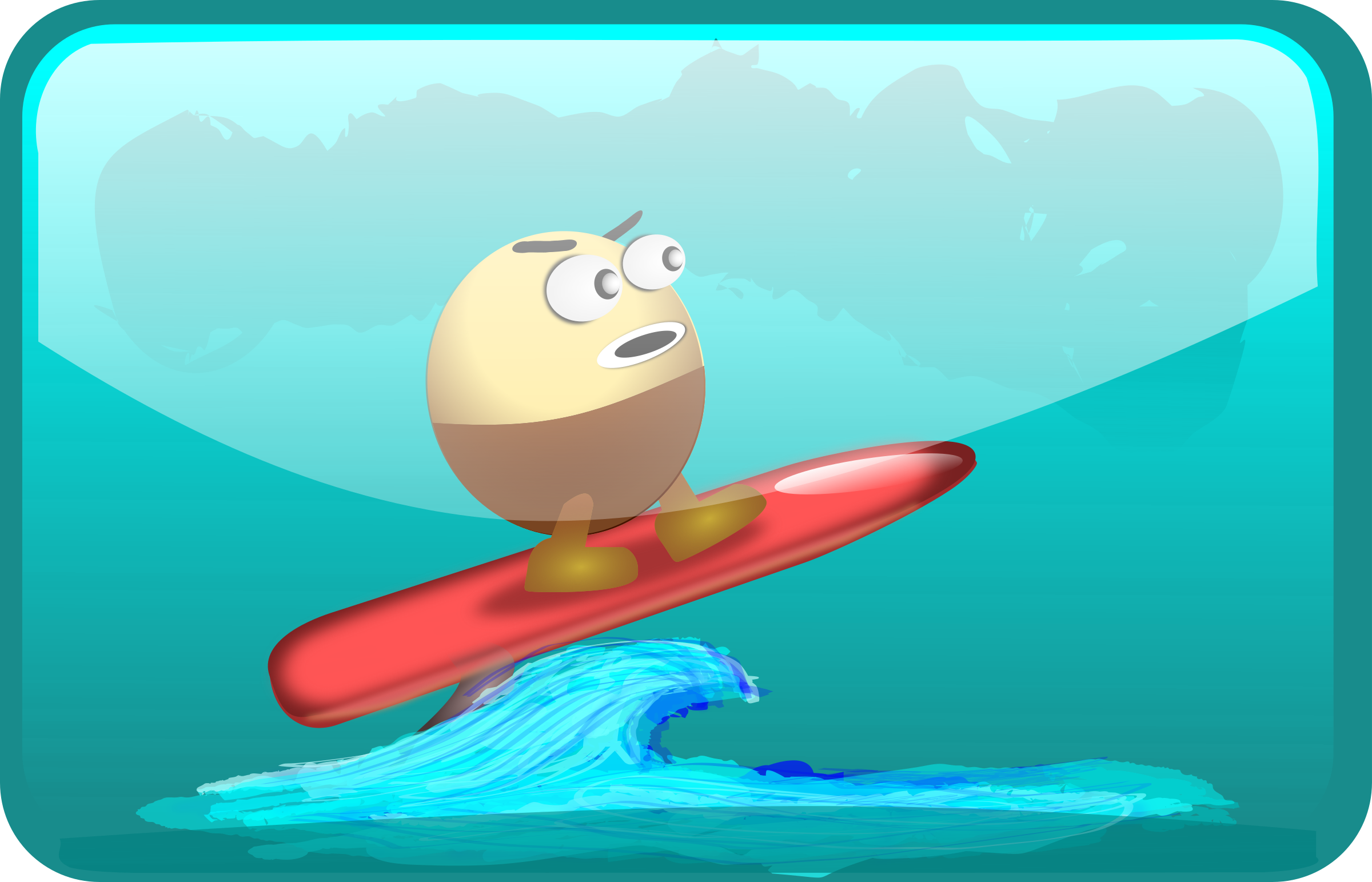 Surfing Egghead - Surfer Animated (2400x1543)