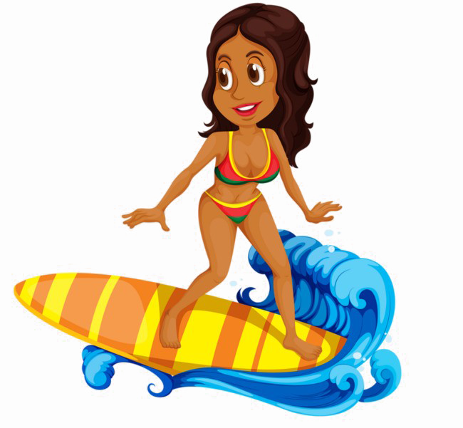 Girl Surfing Png Image - Surfing Cartoon Png (650x601)