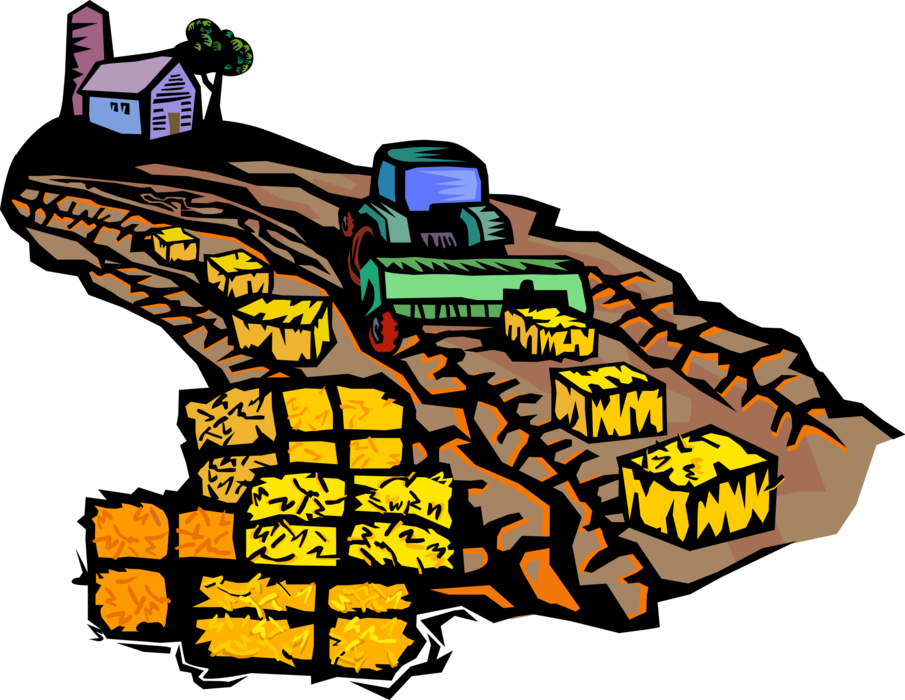 Vector Illustration Of Farmer Creating Harvested Alfalfa - Vector Illustration Of Farmer Creating Harvested Alfalfa (905x700)
