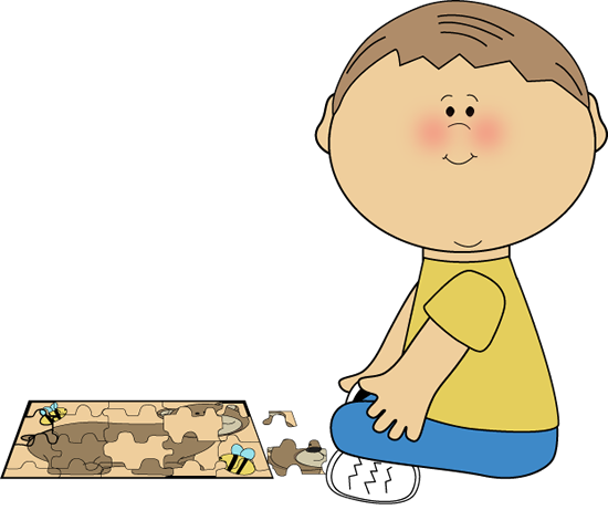 Boy Doing Puzzle Clipart (550x461)