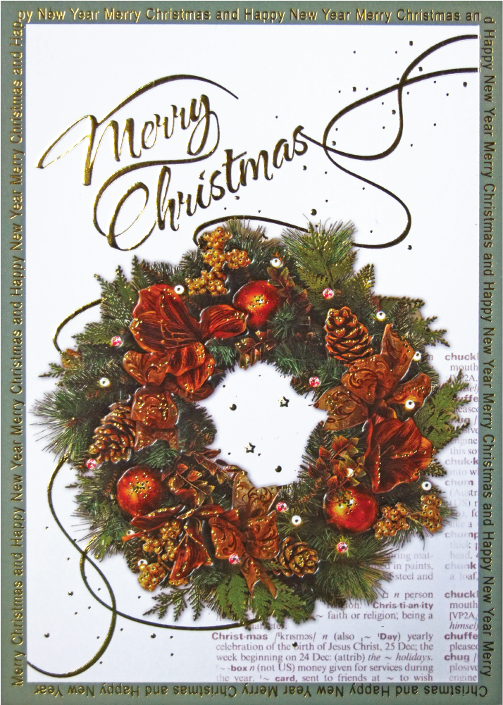 Christmas Card 5×7 Inch Gn - Wreath (1280x1000)