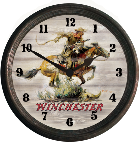 Winchester Vintage "horse & Rider" Wall Clock - Rockin' W Brand Winchester 15" Horse And Rider Wall (600x600)