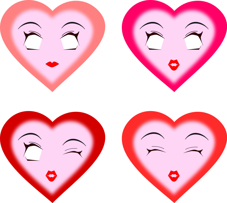 Heart Faces Svg Vector File, Vector Clip Art Svg File - Cartoon Hearts With Faces (900x804)