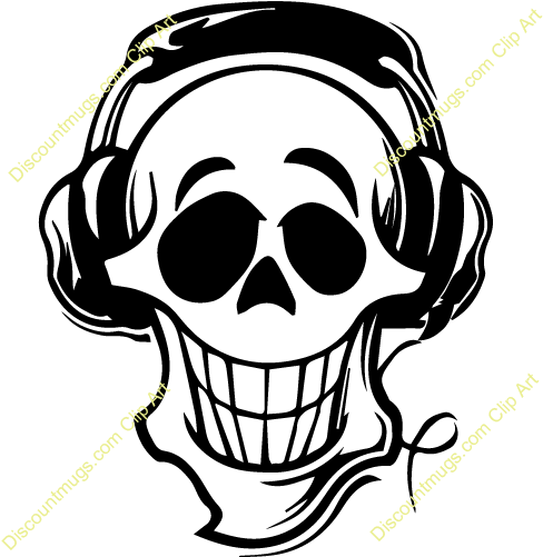 Keywords Scalp Buy A 10oz Coffee Mug With This Rap - Decoration Vinyl Sticker Skull Dj Wih Headphones Decoration (500x500)