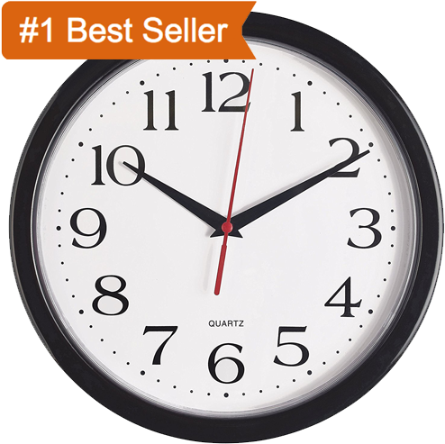 Buy Clocks - Bernhard Products - Black Wall Clock, Silent Non Ticking (500x500)