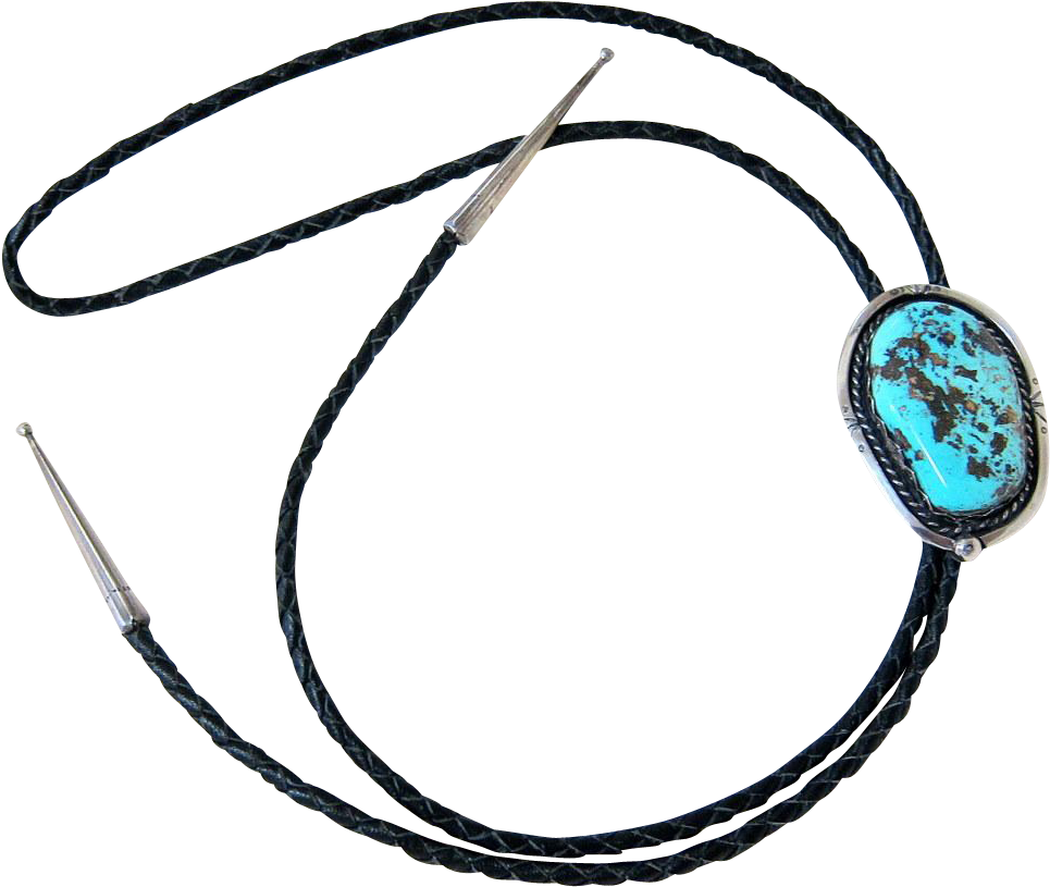 Navajo Blue Gem Turquoise Sterling Silver Bolo - Silver (964x964)