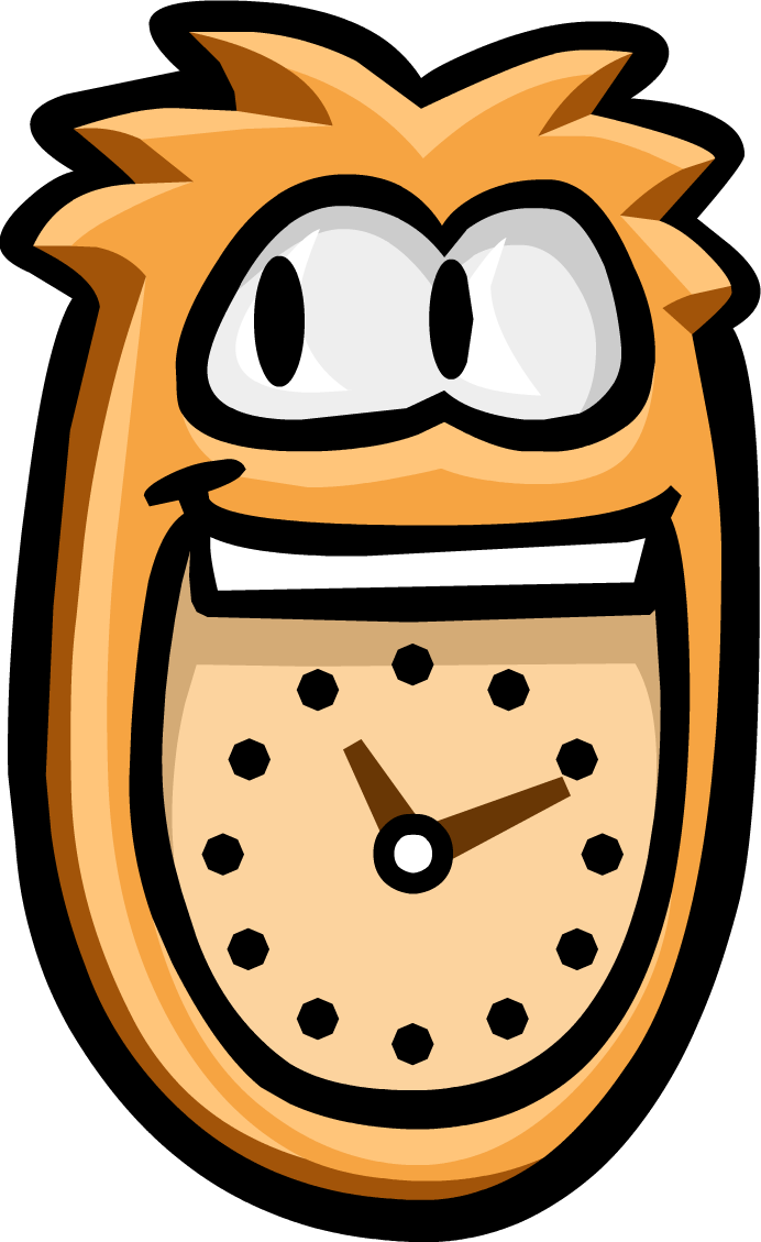 Orange Puffle Clock No Background - Club Penguin Clock (692x1129)
