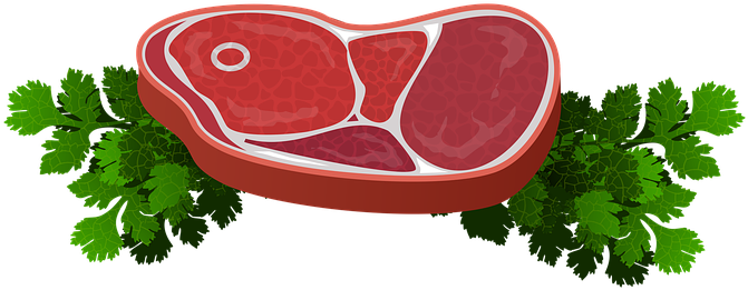 Meat Food Power Supply Butcher Shop Steak - Plants And Meat Clipart (750x340)