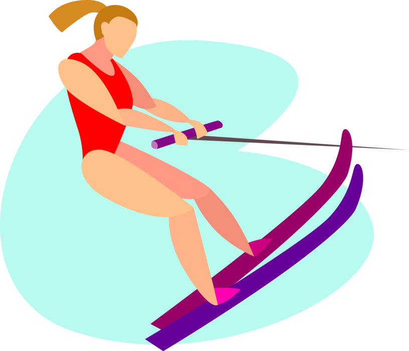 Vector Illustration Of Summer Water Skier Having Fun - Water Skiing Clipart (816x700)