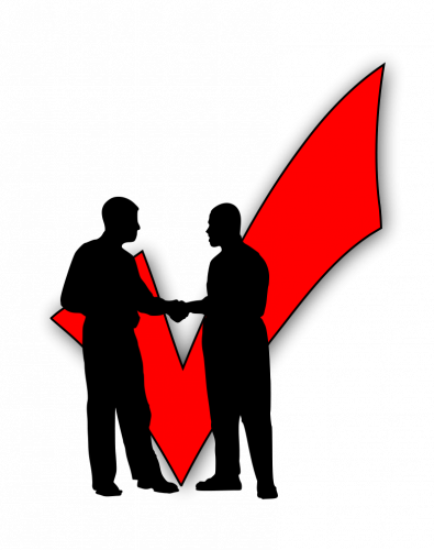 Business People Silhouette Shaking Hands - Png Clip Art Business (395x500)