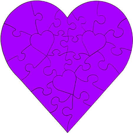 23 Piece Heart Shaped Puzzle - Purple Puzzle Transparent Piece (500x500)