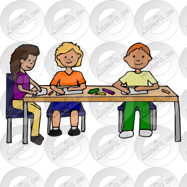 Students Working At Table Clipart - Clip Art (380x380)