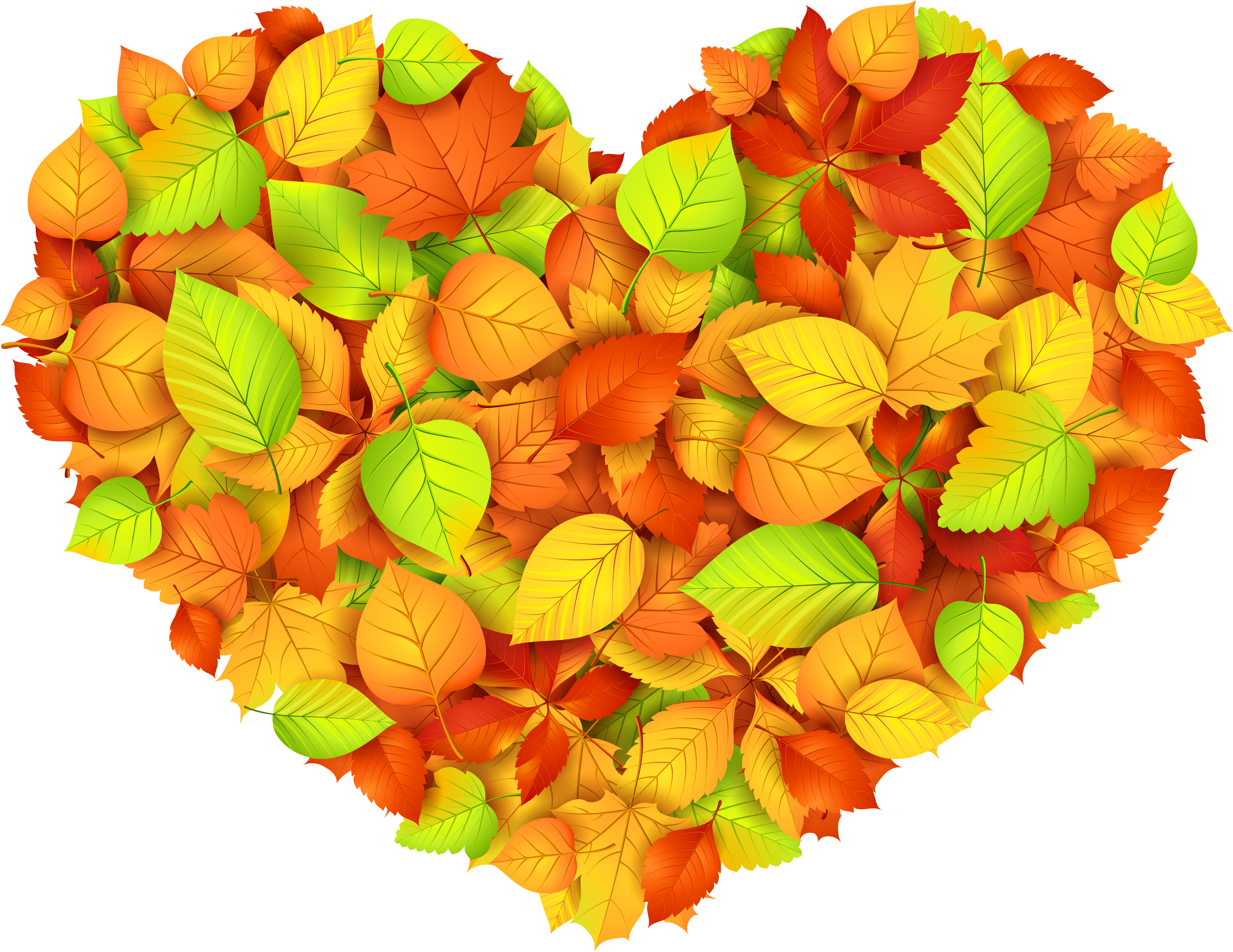 Fall Leaves Clip Art Heart - Leaves Heart Png (4302x3435)
