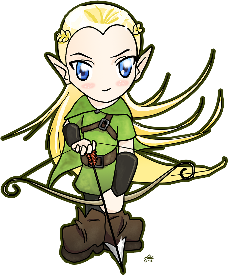 Legolas Chibi With Bow By Tildhanor-d6d4gtg - Painting (969x1375)