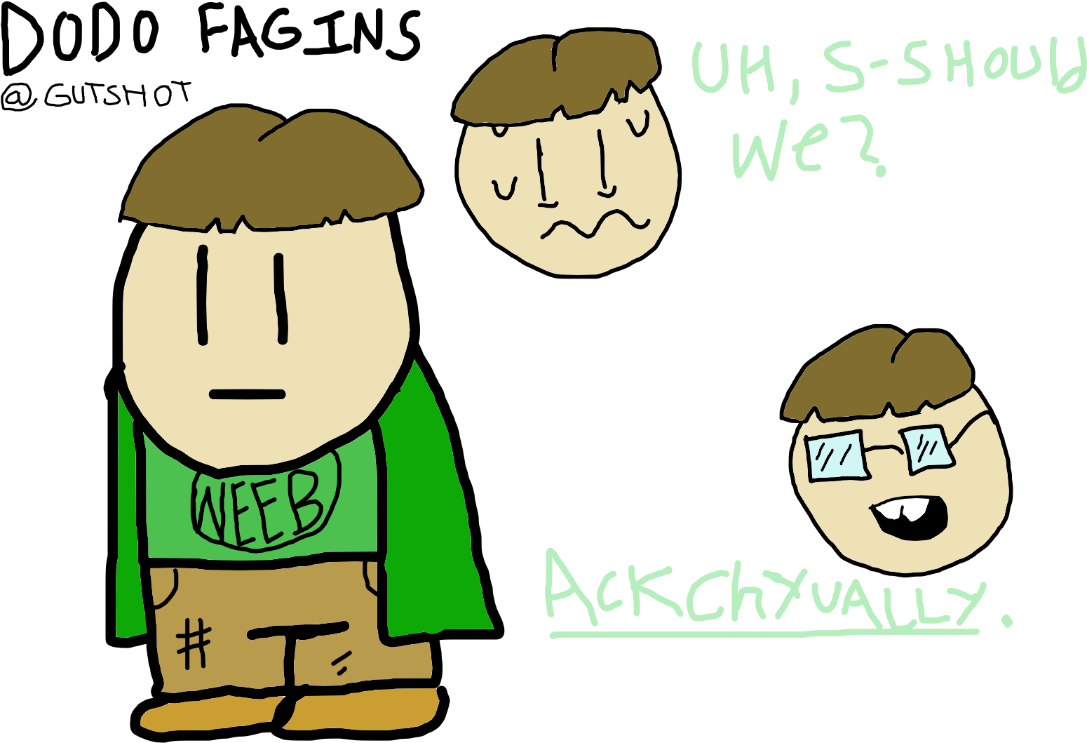 I'm Going For The Stereotypical "queasy Little Guy - Cartoon (1600x1200)