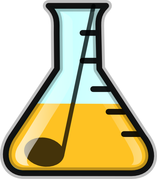 Yellow Flask With Music Note Clip Art - Q 版 實驗 器材 (522x596)