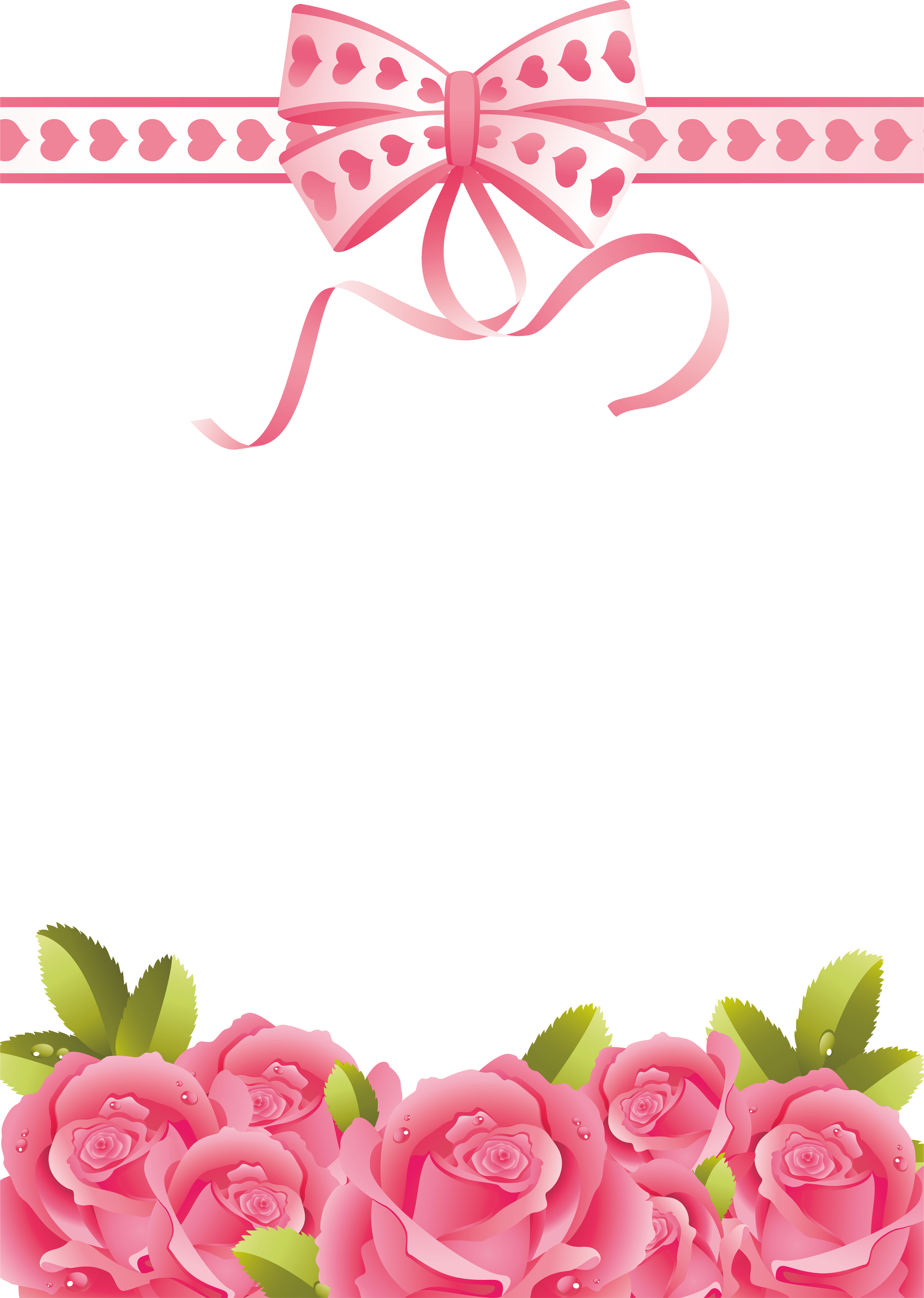 Pink Rose Clipart Rose Frame - Pink Flower Border Png (2500x3510)
