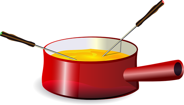 Fondue Cheese Pot Pan Melted Red Handle Di - Fondue Art (596x340)