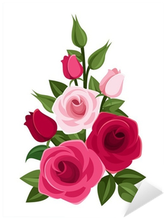Branch Of Red And Pink Roses, Buds And Leaves - Rose (400x400)